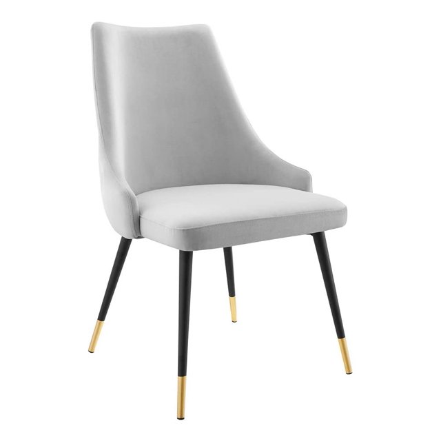 Modway Chaise Latérale de Salle à Manger en Velours de Performance Capitonné, Gris Pâle