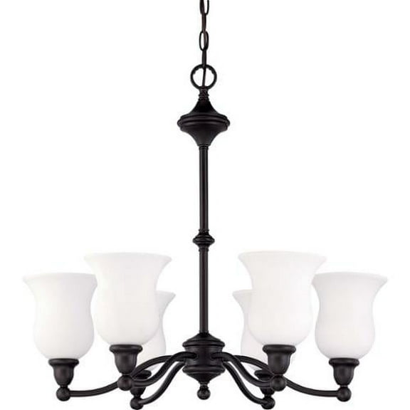 Nuvo 60/2427 Glenwood Chandeliers 26in Sudbury Bronze Satin White 6-light