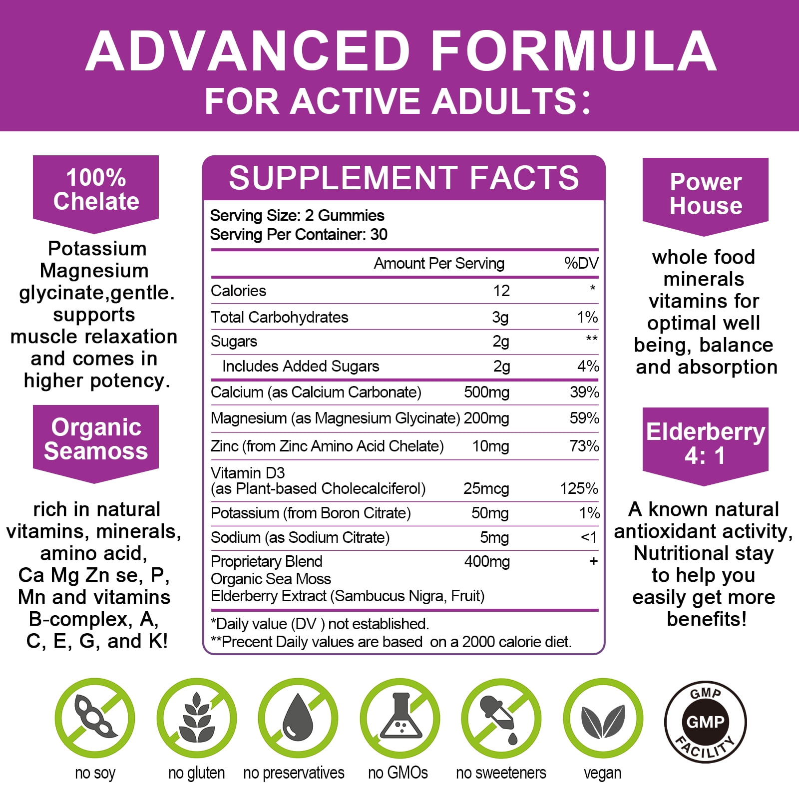 (2 Pack)Calcium Magnesium Zinc Gummies, Supplement for Bone, Muscles, Mood & Sleep Support,120 Count