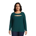 thumbnail image 3 of Terra & Sky Plus Size Cut Out Knit Top, 2-Pack, 3 of 6