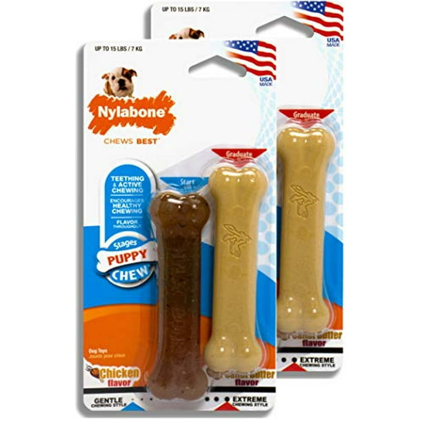 Nylabone Just For Puppies Peanut Butter and Chicken Flavored bone Puppy