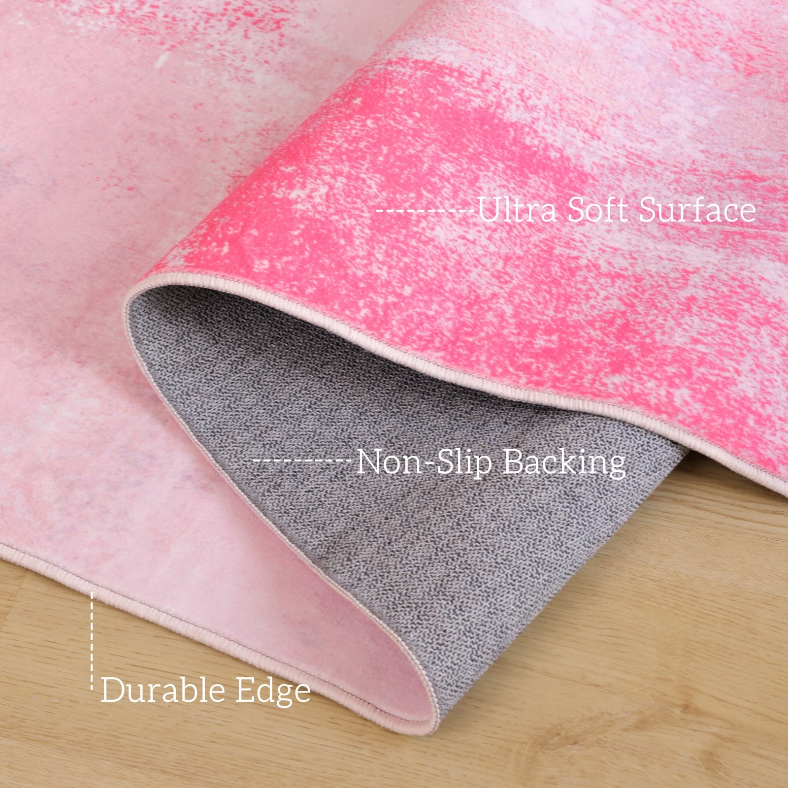 SPRINDAY Abstract Area Rug for living room, Low-Pile 5'x7' Rugs with Non-Slip Backing, Pink Carpet