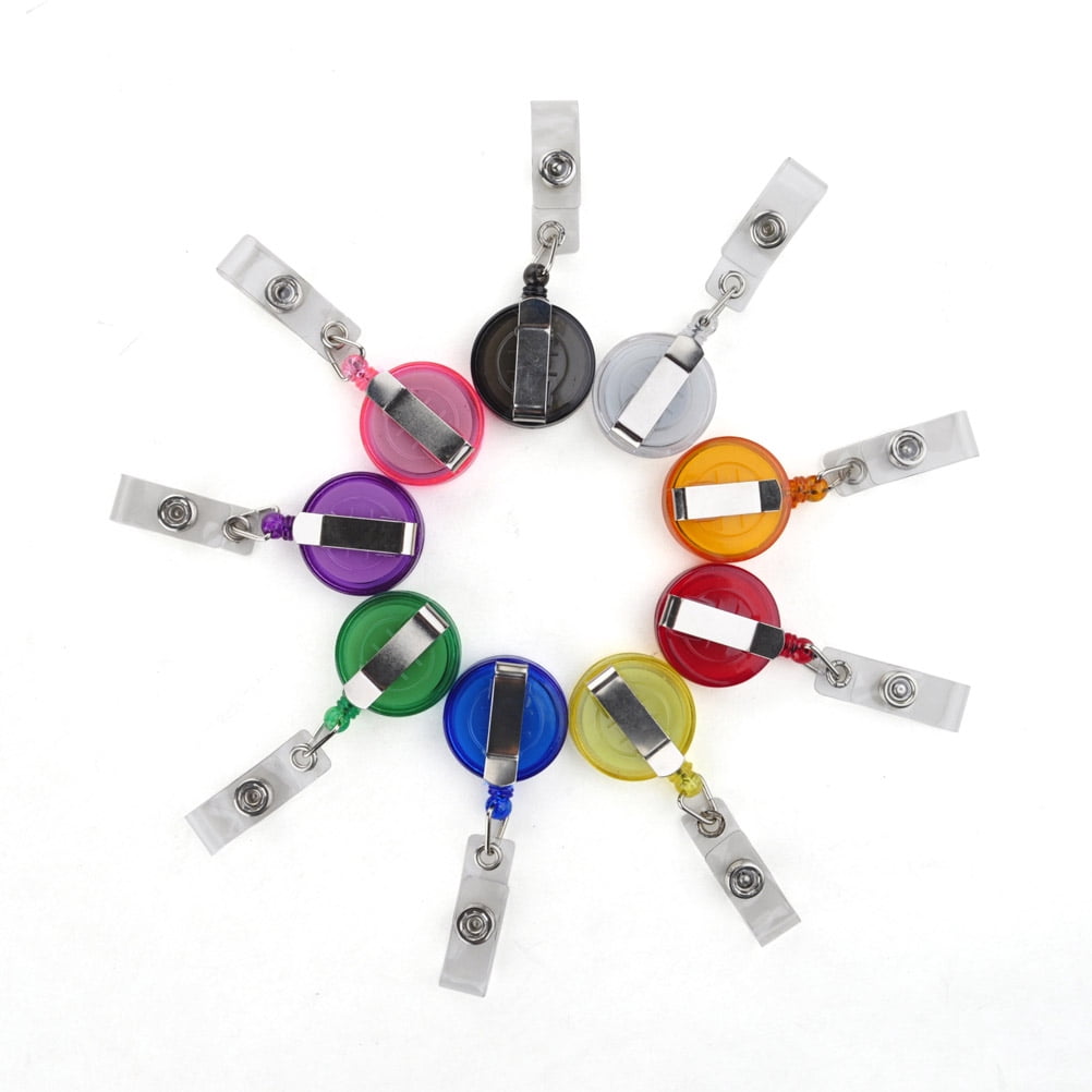 GOGO 50Pcs Transparent ID Card Holder Round Badge Reel-White