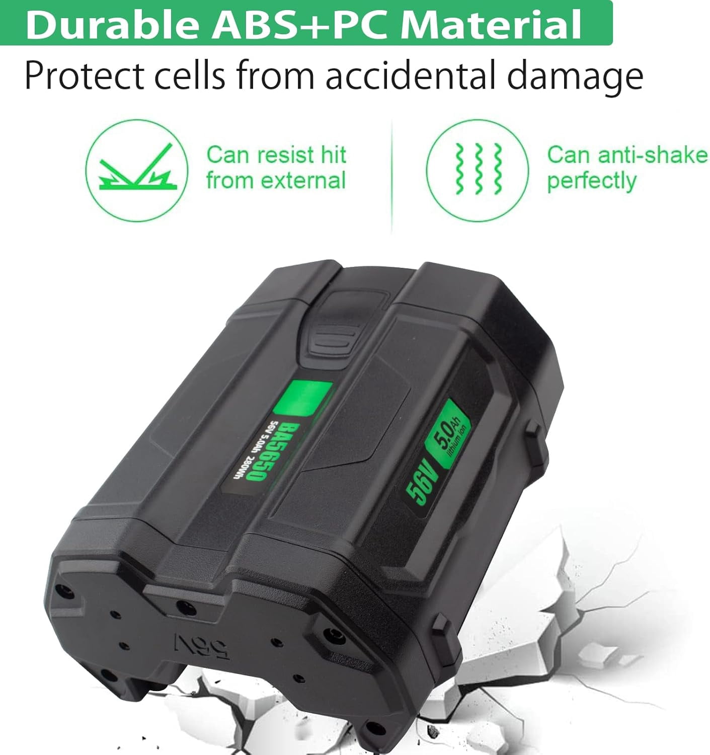 56V 5.0Ah Replacement for EGO Power+ Battery BA2800 BA4200 BA1400，Compatible with All 56V Ego Power Tools CS1604 CS1804 CS1403 HT2400 LB5804 LB6500 HTA2000 STA1500 PH1400 PSA1000 CH2100