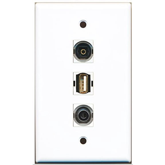 RiteAV - 1 Port USB A-A and 1 Port Toslink and 1 Port 3.5mm Wall Plate