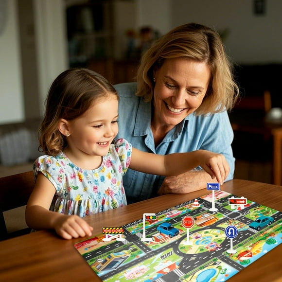 BotaniNest Tapis pour Enfants Jouet Voiture Tapis Ville Carte Routière Voitures Ville Tapis de Jeu Tapis de Rue