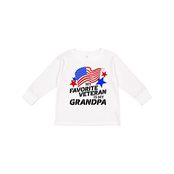 Inktastic My Favorite Veteran is My Grandpa Boys or Girls Long Sleeve Toddler T-Shirt