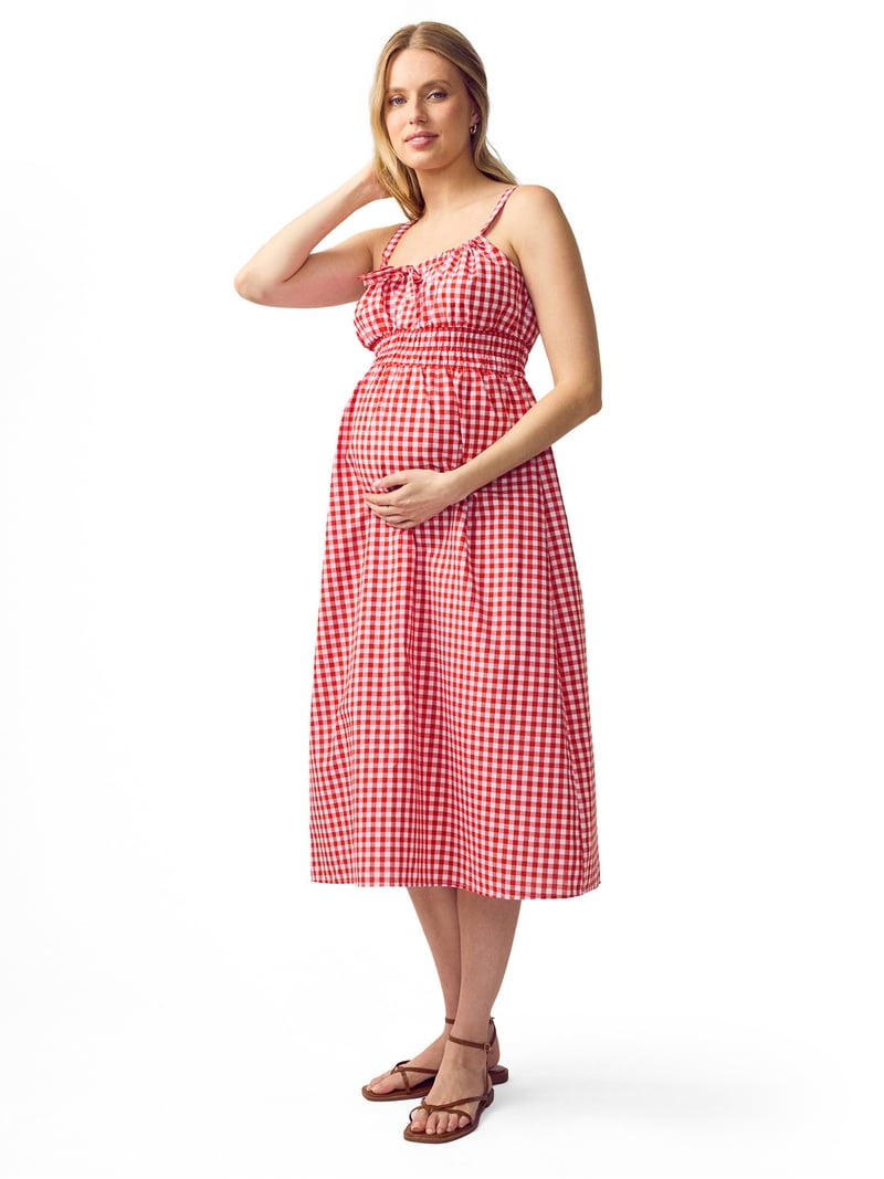 red and white maternity dress Ingrid & Isabel For Every Belly Women's Maternity Gingham Woven Dress, Size  S-XXL