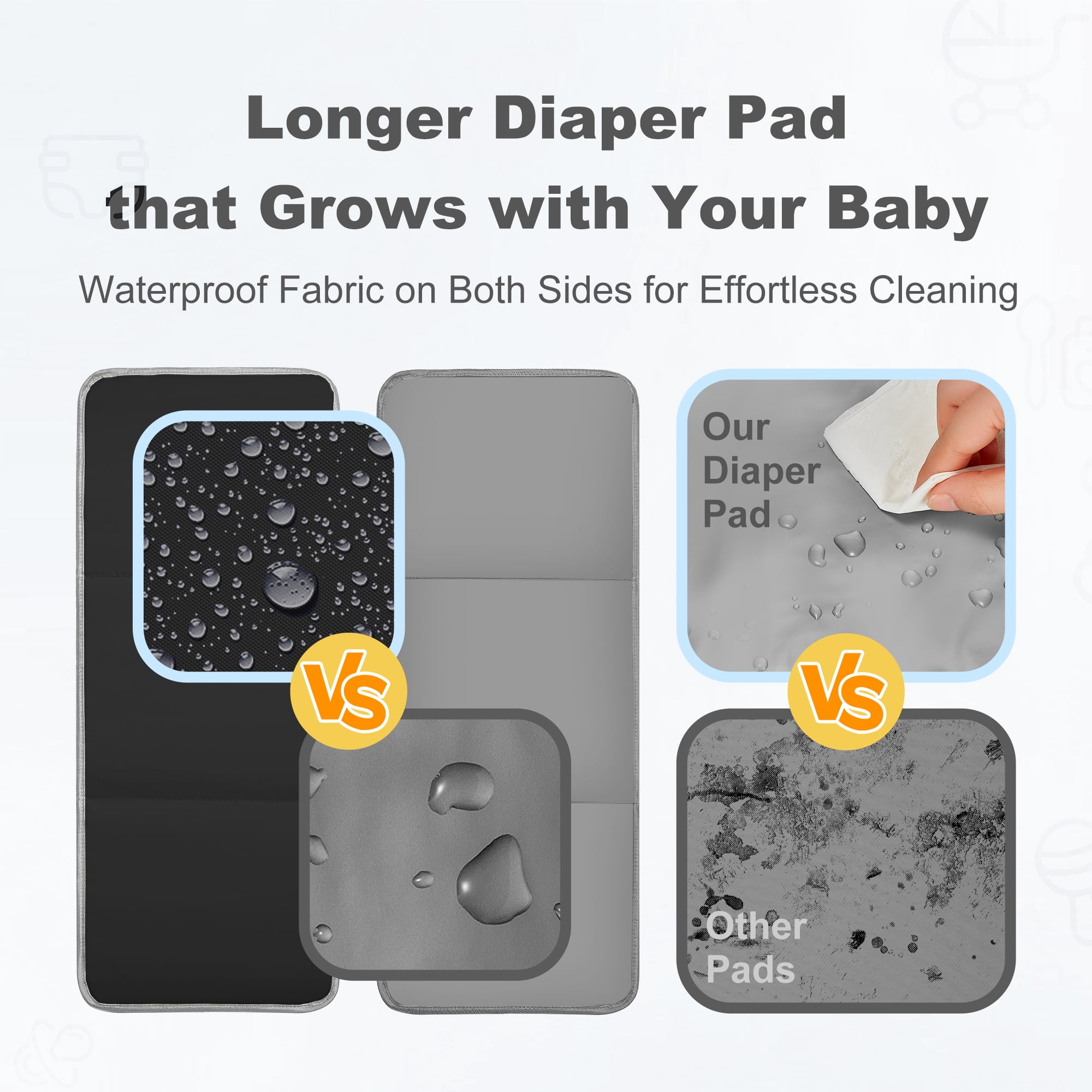 Diaper Bag Backpack, Lightweight Stylish Travel Baby Bag with Portable Changing Pad, Black