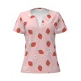thumbnail image 3 of Naloa Hand Drawn Strawberry Print T-Shirts Short Sleeve V Neck Tees for Women Fashion Tops Trendy Lightweight Soft Casual Summer Outfits Clothes, 3 of 5