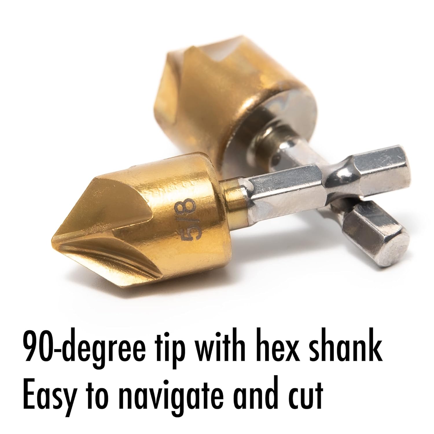 FRKSMD-6 Pcs Countersink Drill Bit Set with Case 1/4'' Hex Shank HCS 5 Flute Countersink 90 Degree Center Punch Tool Sets for Wood, Quick Change Bit 1/4” 5/16" 3/8” 1/2” 5/8” 3/4”