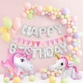 thumbnail image 3 of Decoraciones para fiestas de cumpleaños YANSION unicornio con globos enormes 3D pancartas de feliz cumpleaños, 3 of 8