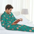 thumbnail image 6 of Lsque Starfish and Shell Pattern Long Sleeve Pajama Set for Men - Soft 2-Piece Sleepwear and Loungewear Set with Pockets, Comfy Nightwear-Small, 6 of 7