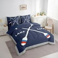 thumbnail image 3 of jejeloiu Lake House 7-Piece Twin Bedding Sets,White Cartoon Paddle Bedding Comforter Set For Boys Girls Reversible, 3 of 8