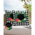 thumbnail image 6 of Pack of 2 Outdoor Pillow Covers, Home Welcome Black Grey Plaid Wreath Waterproof Square Throw Pillowcase Cushion Decorative Pillow Covers for Couch Patio Tent, 24x24 in, 6 of 6