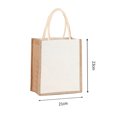 thumbnail image 5 of husxh Women Burlap Jute Tote Bag Large Capacity Canvas Grocery Tote Handbag Contrast Color Ladies Outdoor Handbag, 5 of 9