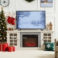 thumbnail image 3 of UHOMEPRO Fireplace TV Stand for TVs up to 75", White Large Entertainment Center with 23" Electric Fireplace for Living Room, 70" Modern TV Stand with 2-Door Storage, 3 of 11