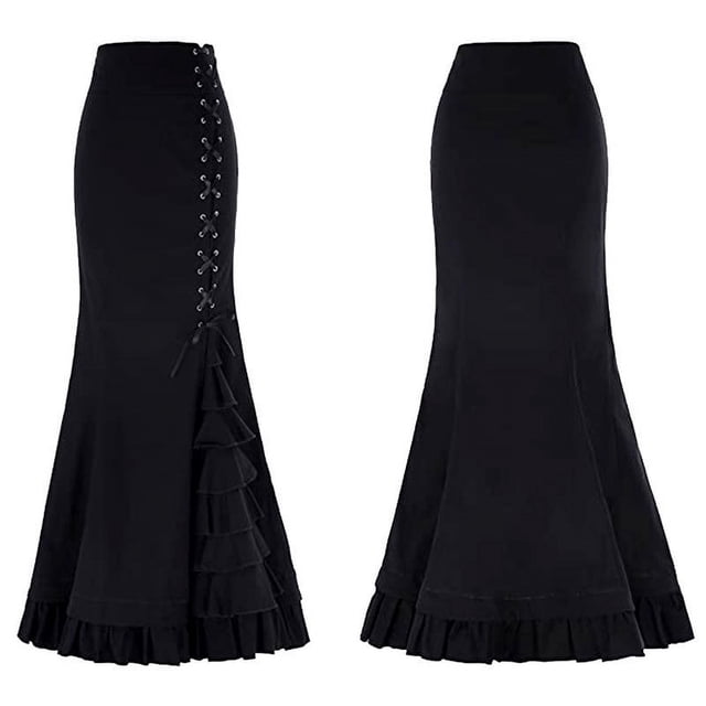 Vestido de sirena con volantes estilo steampunk victoriano para mujer de talla grande para cosplay de Halloween