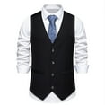 thumbnail image 2 of ZCFZJW Men's Suit Vest Formal Wedding Slim Fit Single-Breasted Sleeveless V-Neck Have Pockets Solid Dress Wedding Waistcoat Prom Tuxedo #06-Black M, 2 of 9