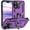 Purple, variant on TJS for Apple iPhone 14 Pro Max Phone Case, with Tempered Glass Screen Protector, Impact Resistant Metal Ring Magnetic Support Kickstand Drop Protector Cover for iPhone 14 Pro Max (Red)
