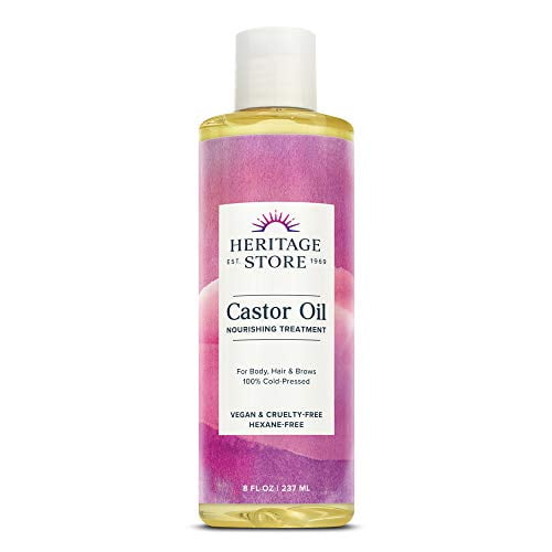 Heritage Store Castor Oil Nourishing Treatment | Deep Hydration for Hair, Skin, Lashes & Brows | Vegan (8 oz)