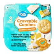 Great Value Craveable Combos Pepper Jack & Colby Jack Cheeses with Crackers, 1.5 oz, 3 Count