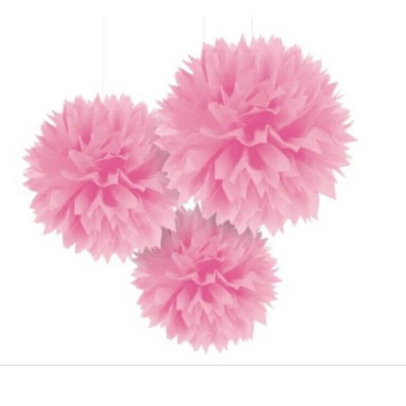 Various Decoration, Fluffy, Hanging, Baby Pink, 3pcs