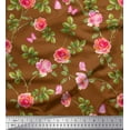 thumbnail image 1 of Soimoi Viscose Chiffon Fabric Leaves,Rose & Peony Floral Print Sewing Fabric Yard 42 Inch Wide, 1 of 3