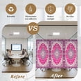 thumbnail image 6 of Pink Geometric Window Privacy Film, Middle Century Boho Ethnic Abstract Southwestern Static Cling UV Sun Blocking Tint Film Heat Control Windows Films for Bedroom Bathroom, Window Stickers 23.6"x59", 6 of 8