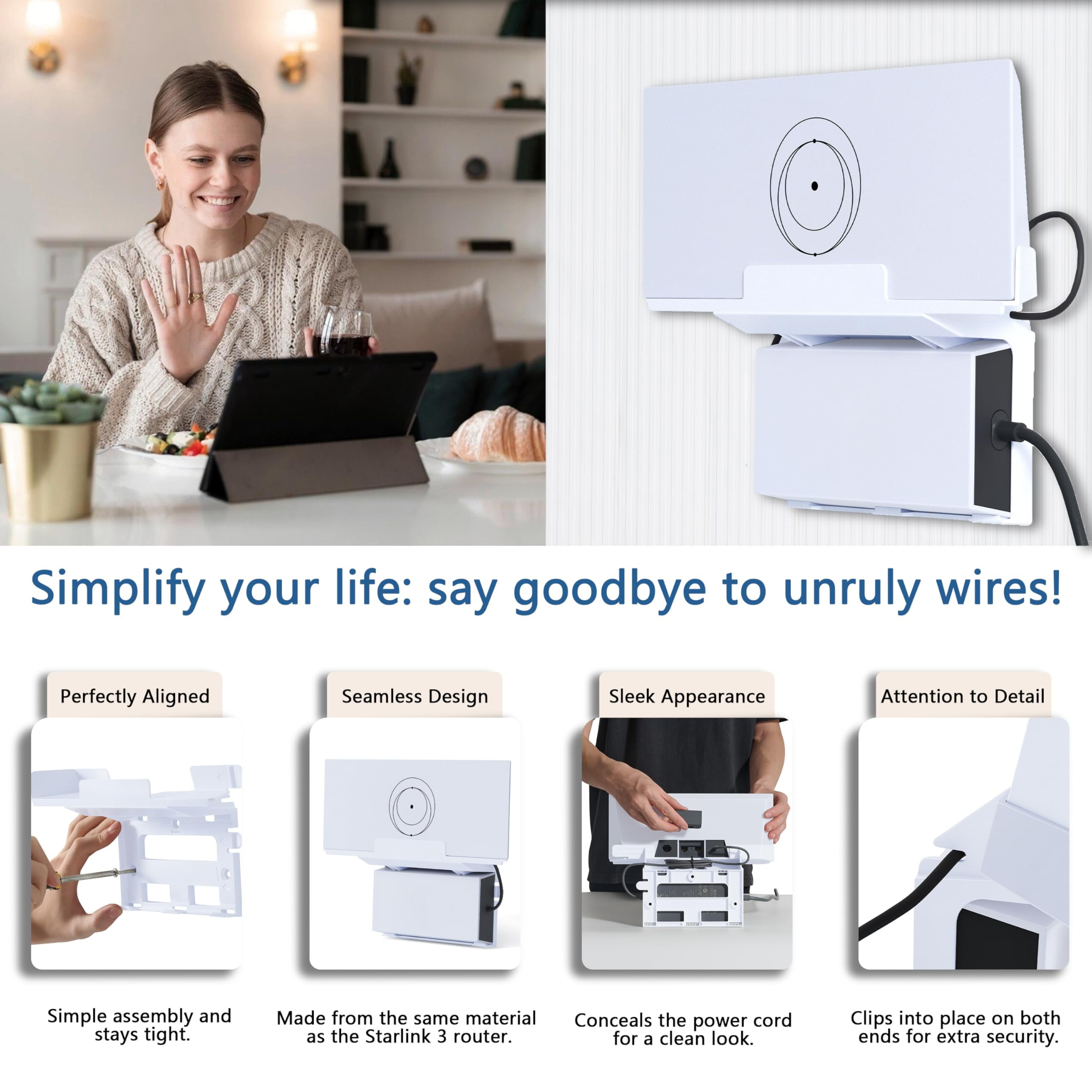 3 Router Mount: 2 in 1 V3 Router Mounting Kit and Power Supply Brackets Holder, Internet Kit 3 & V3, Space Saving - White