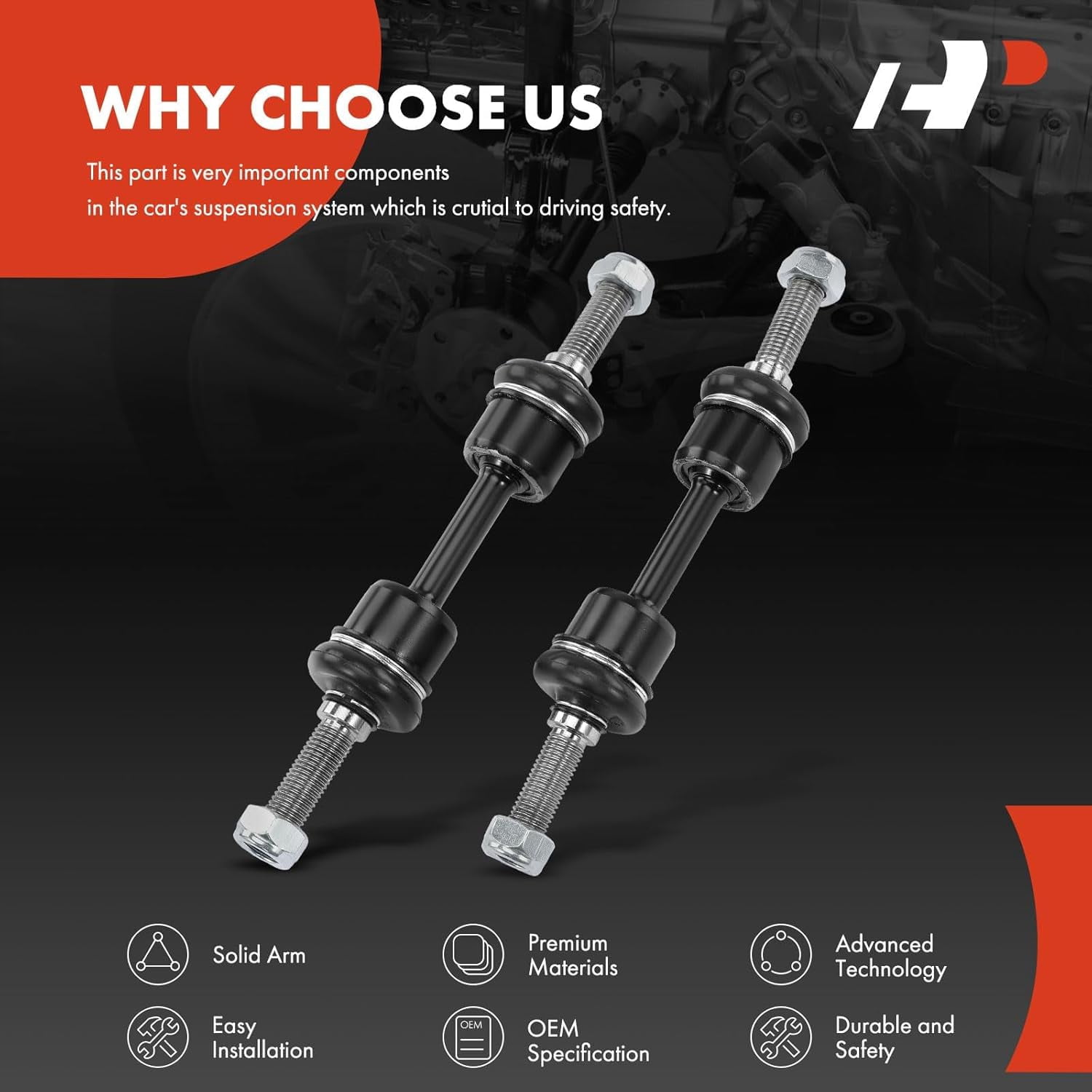A-Premium Front Sway Bar Link Stabilizer Link Compatible with Ford F-150 F150 2009-2020 Expedition 2007-2021 & Lincoln Navigator 2007-2019 Replace# 7L1Z5K483B 7L1Z5K483C 2-PC Set