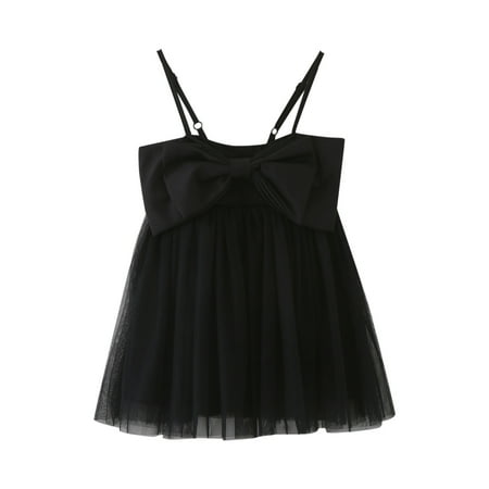 

BSDHBS Little Girl Summer Dresses Toddler Girls Sleeveless Solid Prints Bow Tie Tulle Princess Dress Dance Party Dresses Clothes