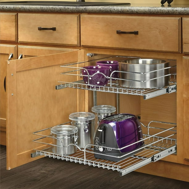 Rev A Shelf 21 Pullout 2 Tier Wire Basket Cookware Cabinet 2 Tier Wire Basket Cookware Cabinet