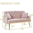 thumbnail image 2 of Timbernest Teddy Tufted Loveseat Sofa, Living Room Upholstered Sofa, Pink, 2 of 8
