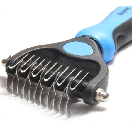 Cat Grooming Rake Cat Brush Dog Grooming Rake - 2 Sided Pet Dematting and DesheddingTool ...
