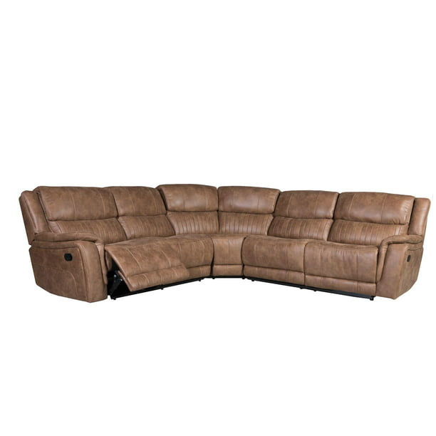 Faux Leather Reclining Sectional Sofa, Brown Leather Reclining Sofa With Chaise