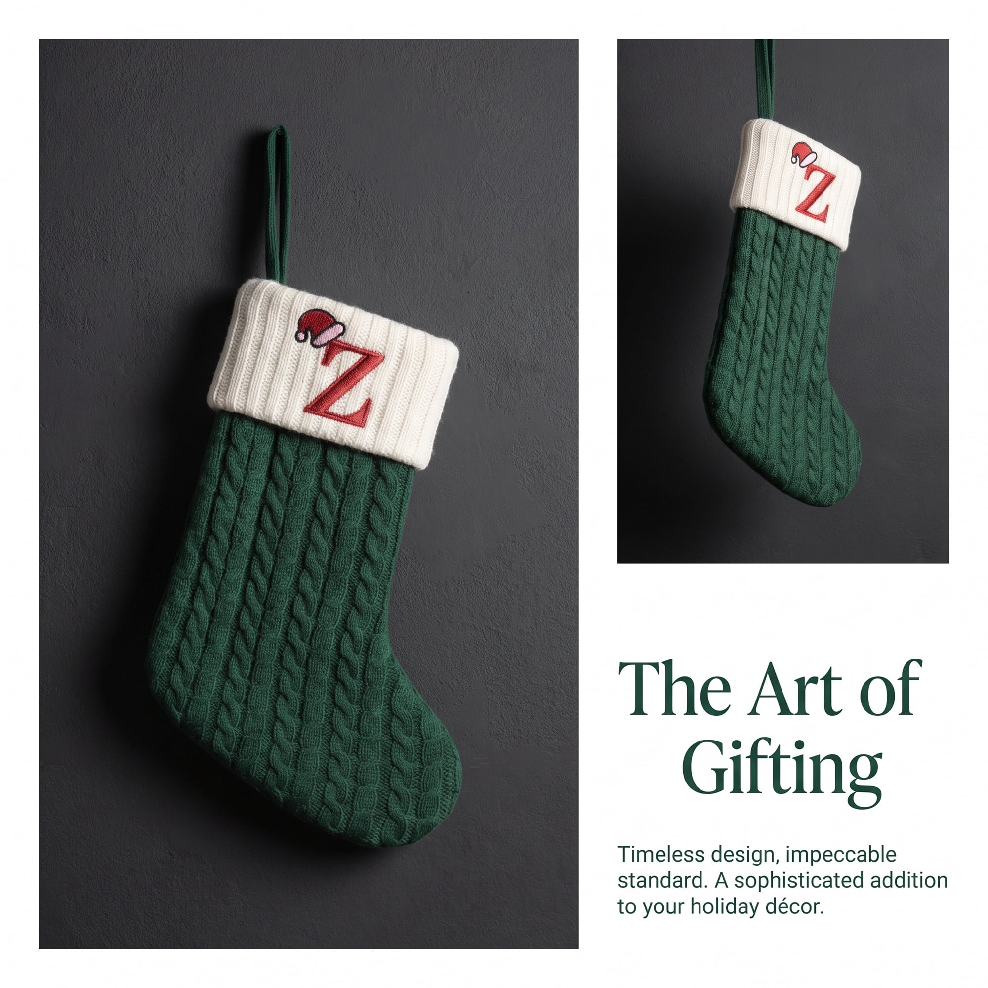 Unique Bargains Christmas Luxury Grand Hearth Accent Stocking Green Letter Z 8"