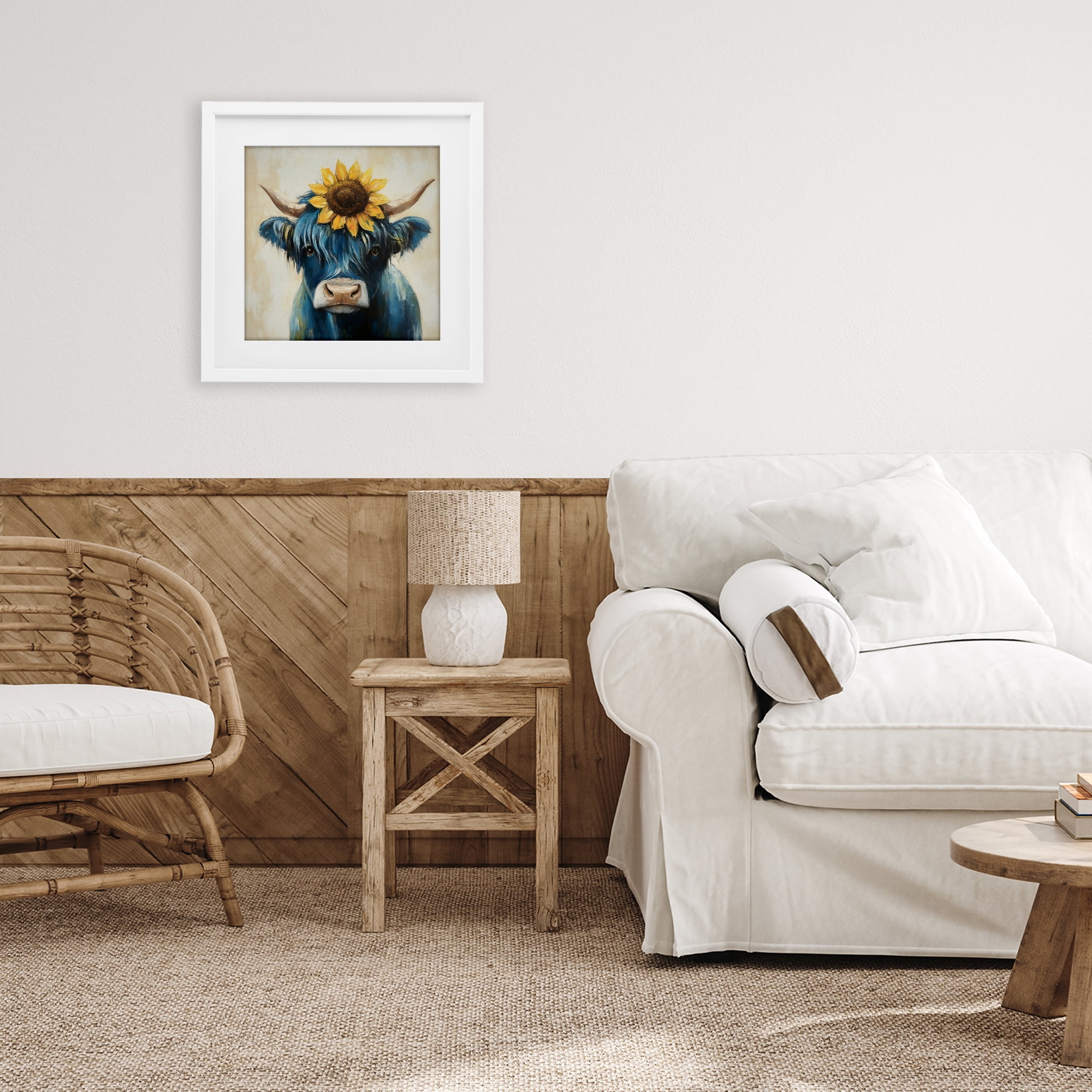 Stupell Industries Pastoral Sunflower Highland White Framed Print Under Glass, design by Tina LeCour
