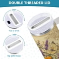 thumbnail image 5 of 40 oz Insulated Stainless Steel Tumbler Double Wall Stainless Steel Tumbler with 2-Way Drinking Butterflies and Lavender Pattern, 5 of 9