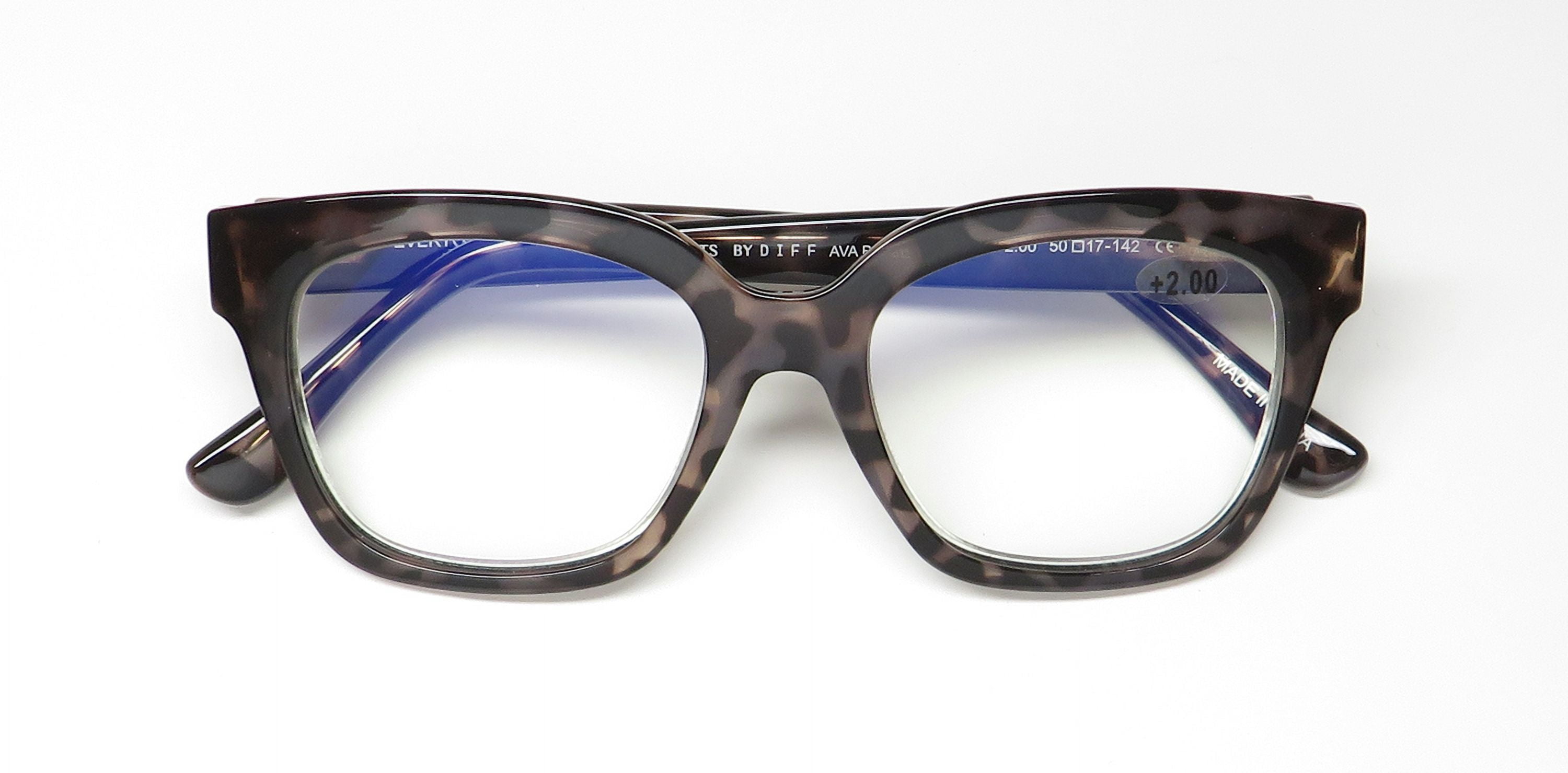 DIFF COMPLIMENTS AVA BLUE LIGHT LENS READING GLASSES/READERS PREMIUM ACETATE HIP