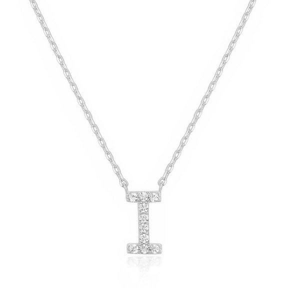 Bonjour Jewelers 14k White Gold Created Diamond Initial I Letter Pendant Necklace Plated
