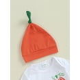 thumbnail image 5 of Elippeo Baby Boys Outfit 3 6 12 18 Months Long Sleeve Letters Pumpkin Print Romper with Pants Hat Halloween Clothes, 5 of 8