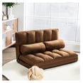 thumbnail image 2 of Adjustable Floor Sofa Bed, Foldable Lazy Sofa Bed with 6 Position Backrest & 2 Pillows, Convertible Futon Couch Bed with Suede Cloth Cover, Lounge Recliner for Living Room (Coffee), 2 of 8