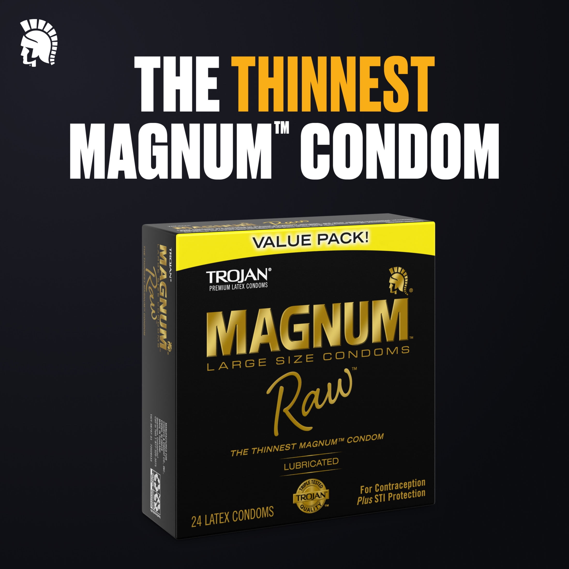 Trojan Magnum Raw Large Size Condoms - 24 Count