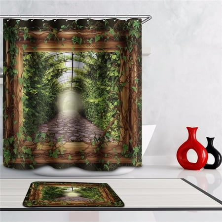 2 Set Gnature Nature Jungle Rainforest Modern Theme Shower Curtain