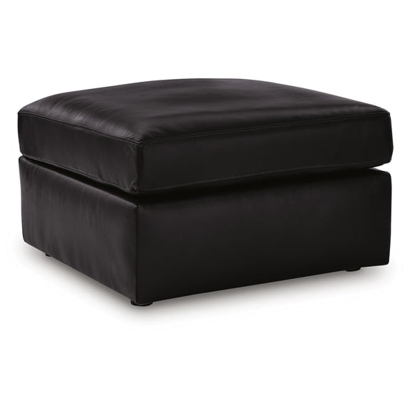Signature Design by Ashley Modmax II Oversized Accent Ottoman, Top Grain Leather Cushion, Black