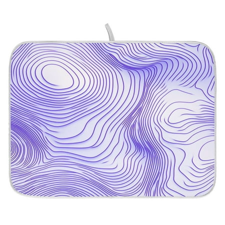 

Purple Contour Lines Pattern Dish Drying Mat for Kitchen Quick Drying Absorbent Soft Durable 18 x 24