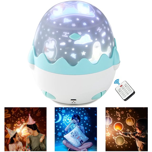 Star Projector Night Light para niños, Star Night Light con control remoto y temporizador, rotación de 360 grados - 13 juegos de película 8 canciones Night Light Projector (Azul) WD.WDQZL Hogar