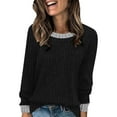 thumbnail image 2 of Fanxing Long Sleeve Shirts for Women Lightweight Waffle Knit Sweaters Dresy Casual Color Block Blouses Top Black XL, 2 of 7