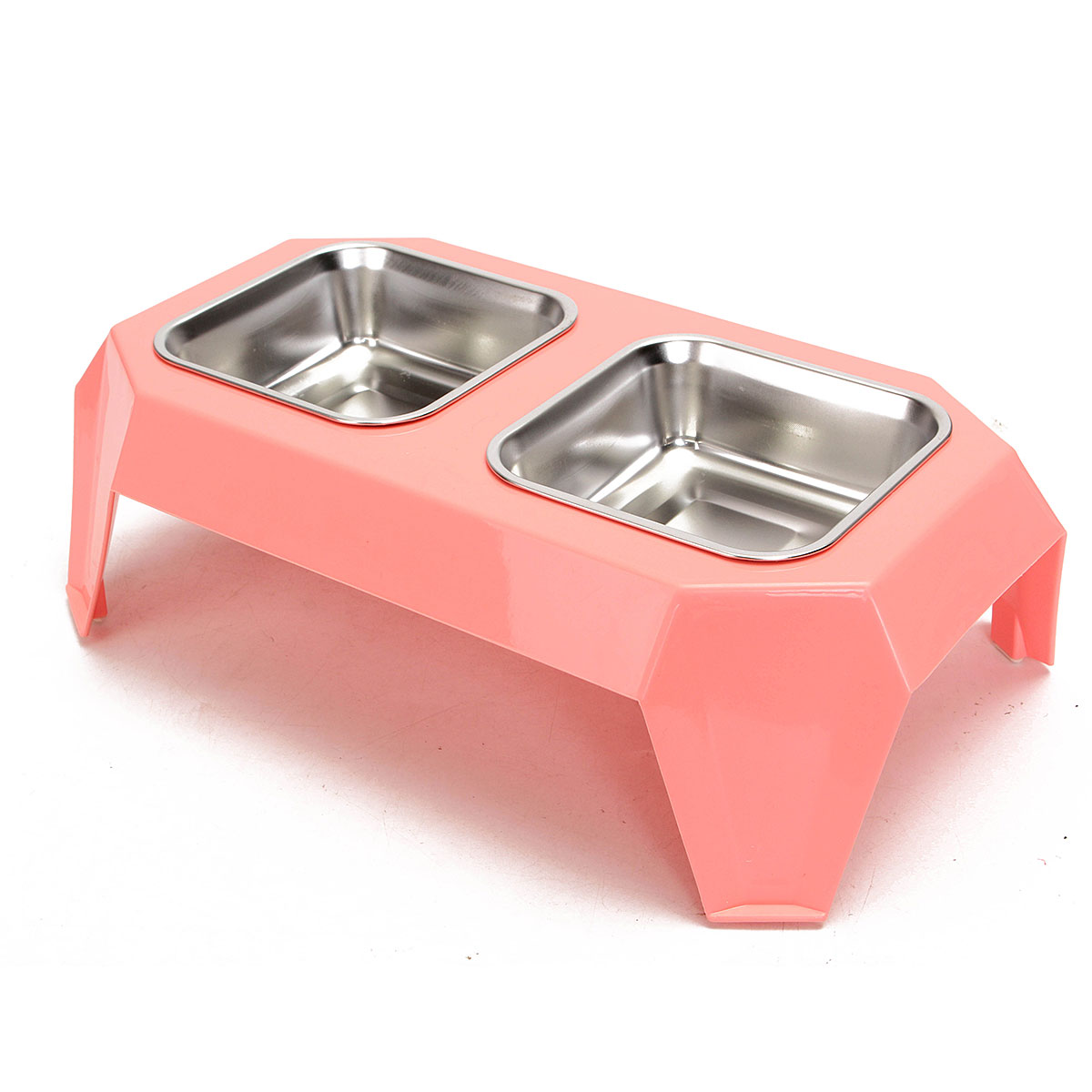 Pet Double Food Bowl Water Feeder Food Dispenser Removable  Stainless Steel Bowl Double Bowls  with Non-Slip Stand Holder for Big Dog Cat - image 4 of 7
